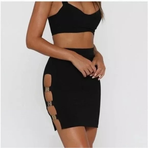 NWT Meshki Gold Buckle Mini Skirt - Picture 10 of 13